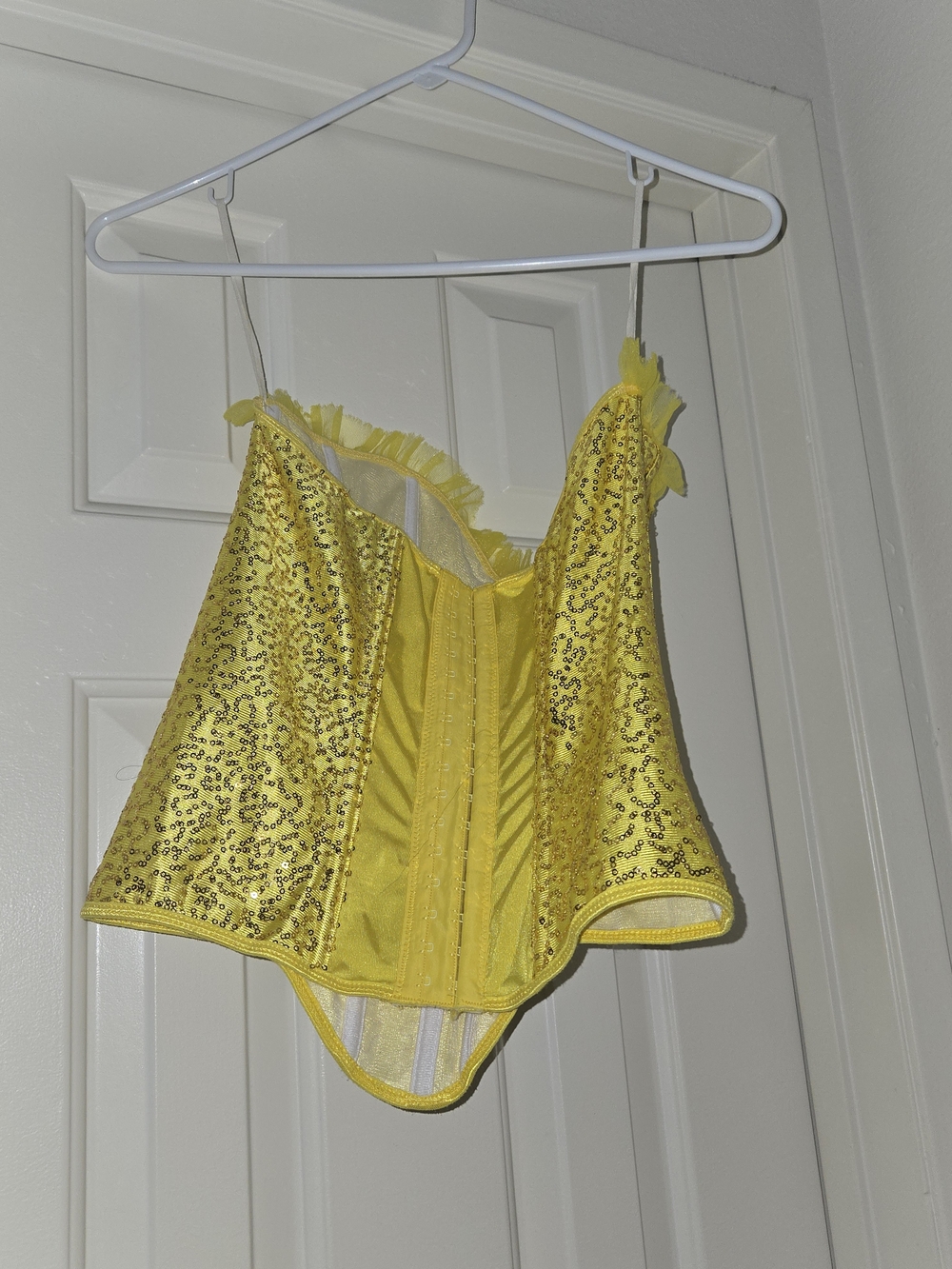 Leg Avenue Yellow Sequin Chemise with Pink Rose - Picture 2 of 4